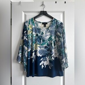 Style & Co. Floral Blue and Green Blouse